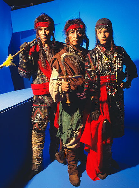 Actors on blue screen set of Myst II, an interactive computer game, for Newsweek