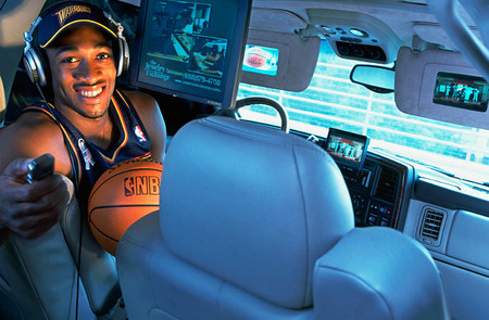 Gilbert Arenas, Golden State Warrior, in his Cadallac Escalade, for Sports Illustrated.