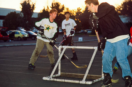 Roller Hockey in Icarian's former site parking lot.